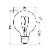 OSRAM LED Vintage G95 E27 8W 922 Heart Filament gull dimbar