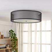 Lindby Tobia stofftaklampe, organza, svart