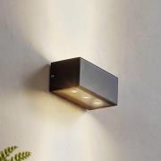 Lucande utendørs LED-vegglampe Selim, lengde 15,3 cm, svart