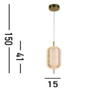 Capsule LED-hengelampe, messingfarget, jern, akryl