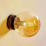 Vegglampe Glassy, svart, rav, glass, E14, Ø 14 cm