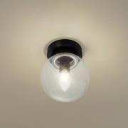 Lucande Badolo taklampe, svart, glass, Ø 15 cm, IP44