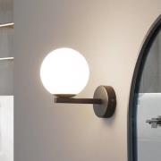 Lucande vegglampe Bidolo, svart, glass, Ø 12 cm, IP44