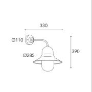 Utendørs vegglampe Campanula 2090 antikk messing dybde 33 cm IP44