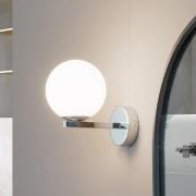 Lucande vegglampe Bidolo, kromfarget, glass, Ø 12 cm, IP44