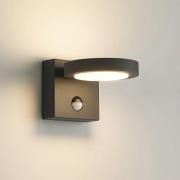 Lucande utendørs LED-vegglampe Belna, metall, sensor, IP54