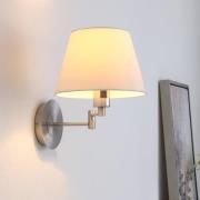 Lindby vegglampe Pola, 30 cm, nikkel, uttrekkbar, tekstil
