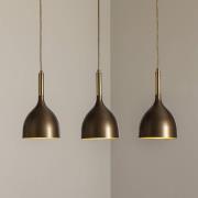 Hengelampe Noak 3 lyskilder, lang, titan-gull/gull, stål