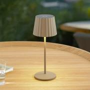 Lindby LED-batteridrevet bordlampe Esali, beige, metall, IP65