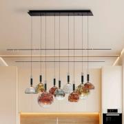 Charlize II 9 lyskilder LED-hengelampe, dimbar, firefarget glass