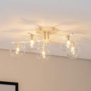 Taklampe Prato, krem/klar, glass, 5 lyskilder