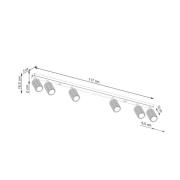 Downlight carbon, hvit, lengde 117 cm, aluminium, 6 lyskilder.