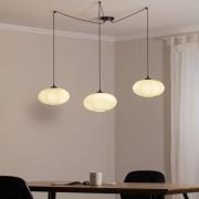 Hengelampe Origo, opal/svart, desentralisert, glass, 3 lyskilder.