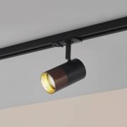 Lindby Linaro skinnespotlight, GU10, Ø 6 cm, svart/brun