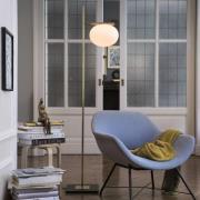 Oluce Gulvlampe Alba, bronse, hvit, 1 lyskilde, glass, metall