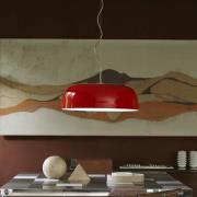 Oluce LED-hengelampe Canopy, Ø 60 cm, rød, aluminium
