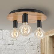 Dusty taklampe, bøk, svart, Ø 33 cm, 3 lyskilder