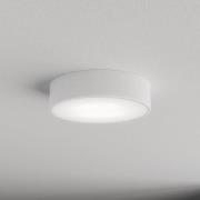 Taklampe Cleo 300, hvit, sensor, IP54, Ø 30 cm, metall