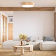 Taklampe Cleo DR800, furu, Ø 80 cm, 6 lyskilder, E27