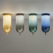 OLEV LED-taklampe Curuba, blå, glass, høyde 40 cm, 2700 K