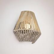 LED-vegglampe Lira, brun, papirgarn, berøringsbetjent, H 19 cm