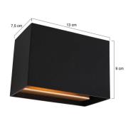 LED-vegglampe Muro 3365, svart, kantet, G9, 2700 K