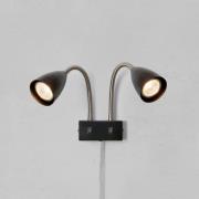 Markslöjd vegglampe Ciro, svart, metall, stikkontakt, GU10