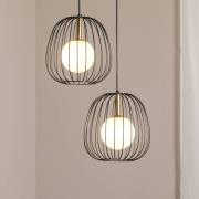 Hengelampe Bell, 2 lyskilder, svart/gull/hvit