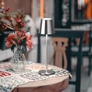 LED-bordlampe med batteri Viletto, nikkelfarget, IP54