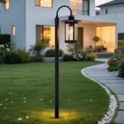 Lindby veilampe Zayn, svart, glass, høyde 109 cm, IP65