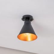 Taklampe Berceste N-676, svart/gull, metall, Ø 20 cm