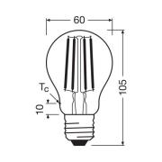 OSRAM LED glødepære E27 5W filament 2,700K 1055lm 2-pk