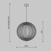 Maytoni Roots hengelampe, sfærisk form, Ø 50 cm, tre/svart