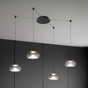 LED-hengelampe Brena, 4 lyskilder, klar, glass, CCT, dimbar