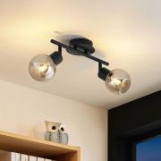 Lindby Eridia downlight, svart, 2 lyskilder