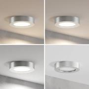 Prios LED-taklampe Edwina, sølv, 18 cm, CCT, IP44