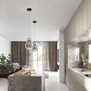 LED-hengelampe Noa, grå, glass, Ø 25 cm, CCT, dimbar