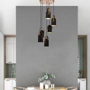 Esra hengelampe, svart, Ø 40 cm, metall, 6 lyskilder