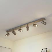 Lindby downlight Joffrey, 116 cm, nikkel, 6 lyskilder, GU10