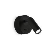 Ideal Lux LED-veggspot Bean, Ø 7 cm, svart metall/glass