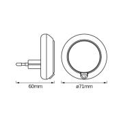 OSRAM LED-stikkontaktnattlampe LUNETTA ROUND, hvit, Ø 7 cm