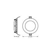 OSRAM LED-innfelt taklampe SLIM, Ø 12 cm, 3000 K, hvit
