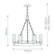 Lysekrone Collier, 5 lyskilder, svart, stål, glass, E27