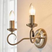 Lindby vegglampe Marnia, antikk messing, 2 lyskilder, 27 cm, E14