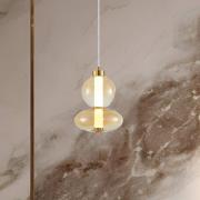 LED-hengelampe Daphne, glass ravfarget-transparent, høyde 28 cm