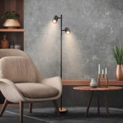 Gulvlampe Duta, svart/lys tre, høyde 160 cm Metall/tre