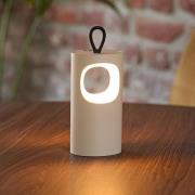 LED-bordlampe Lunari, beige, 16 cm, metall, CCT IP44