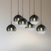 Lucande Veloura hengelampe, 6 lyskilder, 100 cm, glass, tre