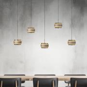 PURE LED-hengelampe Falling Rings, bronse Lengde 101 cm 5 lyskilder