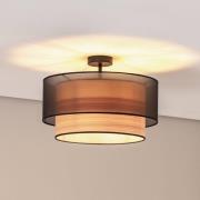 Euluna taklampe Cedrik, organza svart, askfinér